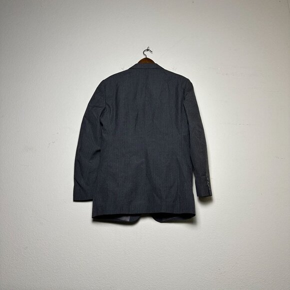 Calvin Klein Mens Wool Pinstripe Blazer Suit Jacket Gray Size 38R France Prep - Picture 2 of 15